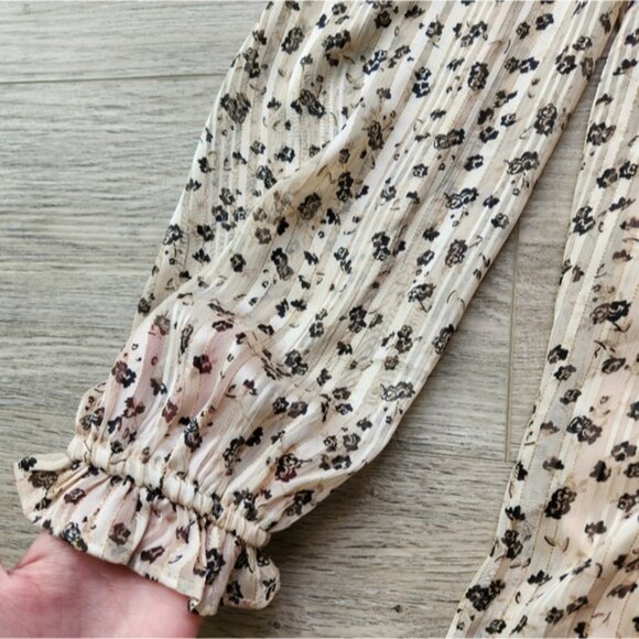 Altar'd State Dress Womens Small Floral Tan Cream Long Sleeves Bohemian - Picture 7 of 14